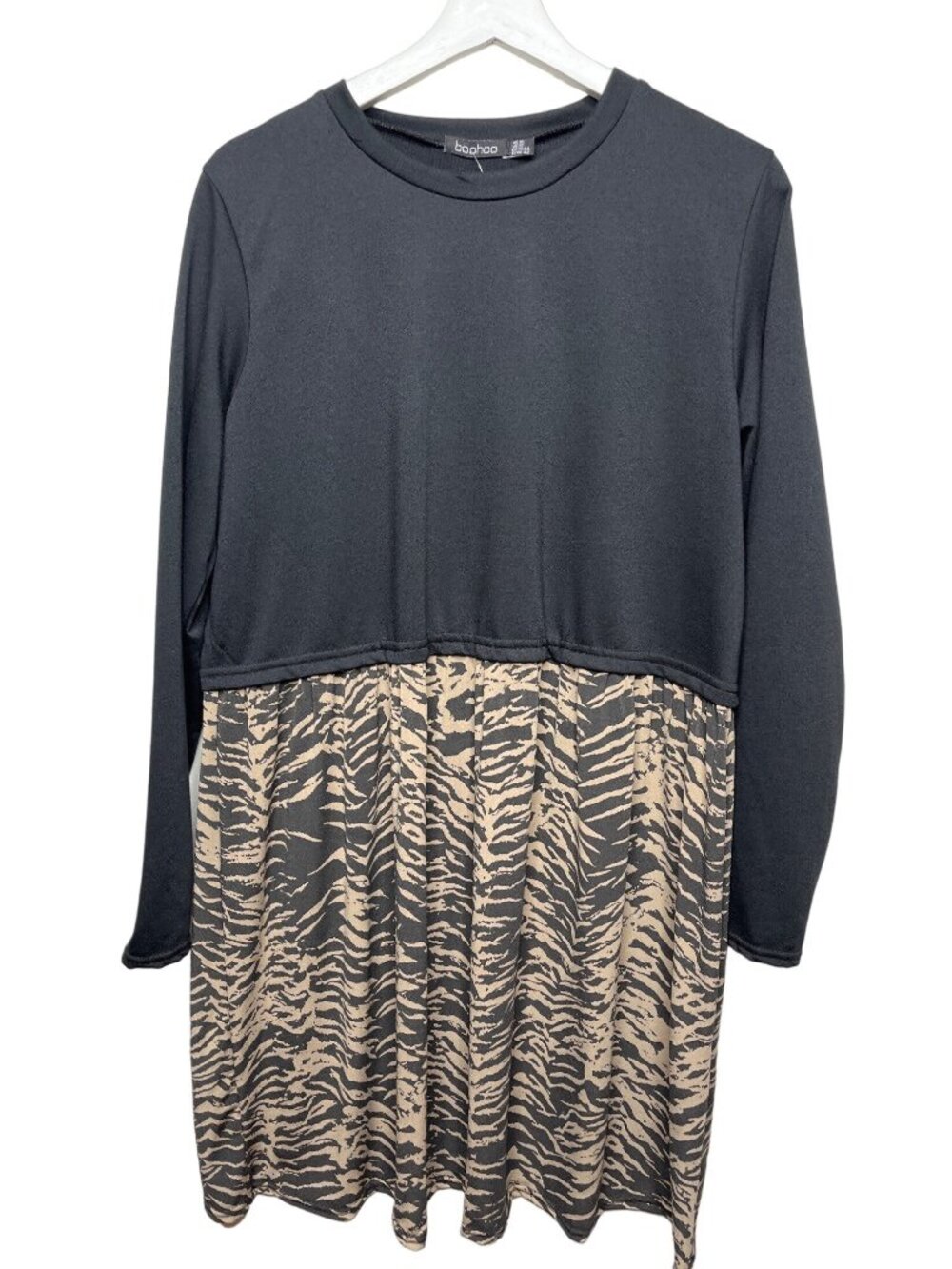Boohoo Maternity Tiger Print Dress Womens Size 12 Long Sleeve